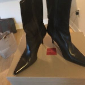 Cole Hann - black leather noots, mid heel